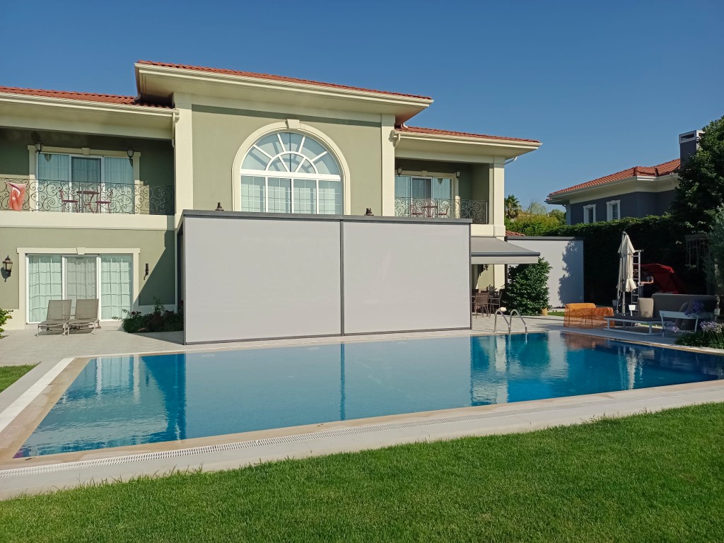 Villa havuz alanı zip screen ve tente uygulaması